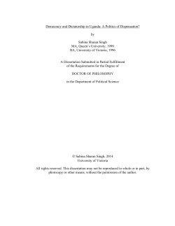 Democracy and Dictatorship in Uganda: A Politics of Dispensation