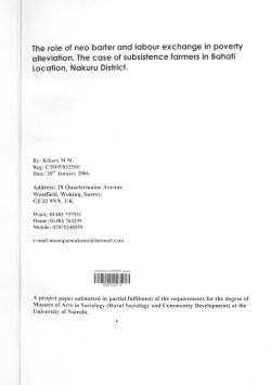 The Role of Neo Barter and Labour Exchange in Poverty Alleviation