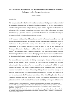 The Executive and the Parliament: how the framework