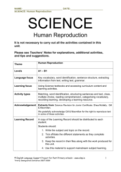 Science Topic - Human Reproduction