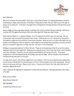 job application - Great Harvest Bread