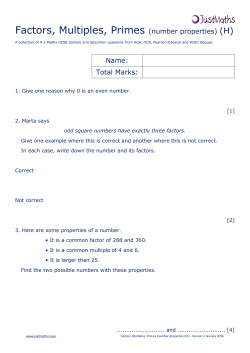 Factors, Multiples, Primes (number properties) (H)