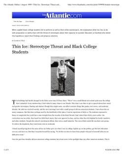 Thin Ice: Stereotype Threat and Black College Students