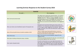 Learning Services Response to the Student Survey 2010
