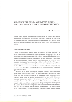 KARAIMS OF THE CRIMEA AND EASTERN EUROPE: SOME