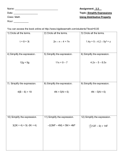 Topic: Simplify Expressions Class: Math Using