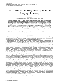 The Influence of Working Memory on Second Language Learning