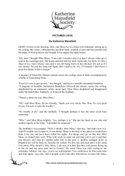 PICTURES (1919) - Katherine Mansfield