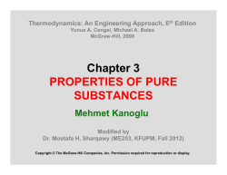 Chapter 3 PROPERTIES OF PURE SUBSTANCES