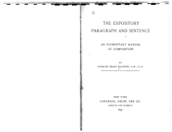 THE EXPOSITORY PARAGRAPH AND~ SENTENCE