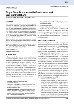 Single Gene Disorders with Craniofacial and Oral Manifestations
