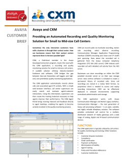Avaya and CXM Recording and Quality Monitoring Brochure