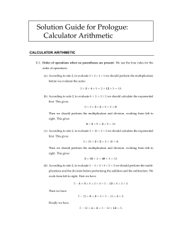 Solution Guide for Prologue: Calculator Arithmetic