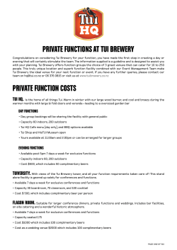 Private Functions at tui Brewery Private Function costs
