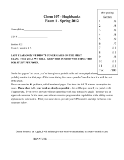 Chem 107 - Hughbanks Exam 1