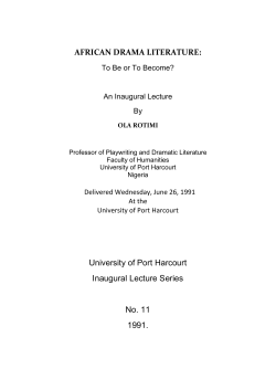 AFRICAN DRAMA LITERATURE: University of Port Harcourt