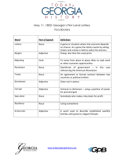 May 11, 1803: Georgia`s First Land Lottery Vocabulary