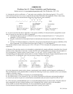 CHEM 331 Problem Set #2: Water Solubility and Partitioning