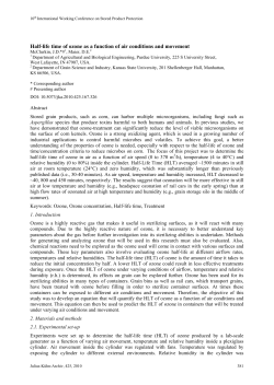 Half-life time of ozone as a function of air conditions and