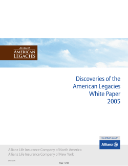 Discoveries of the American Legacies White Paper 2005