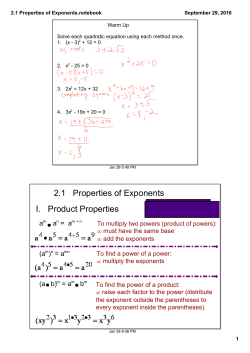 2.1 Properties of Exponents.notebook