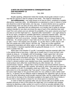 Notes on Utilitarianism and Consequentialism