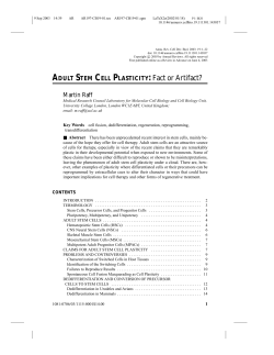 ADULT STEM CELL PLASTICITY: Fact or Artifact?