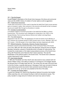 Skyler Walker APUSH 361.) ​&ldquo;The Evil Empire&rdquo; Ronald Reagan`s