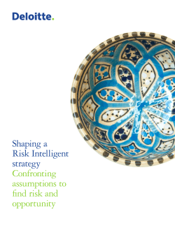 Shaping a risk intelligent strategy the report
