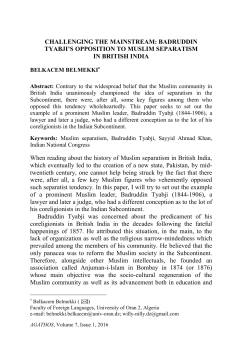 badruddin tyabji`s opposition to muslim separatism in british india