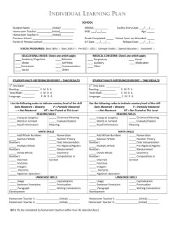 INDIVIDUAL LEARNING PLAN
