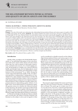 The relaTionship beTween physical fiTness and qualiTy of life in
