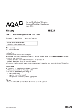 A-level History Question paper HIS2J - Britain and