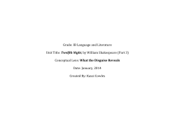 Grade: IB Language and Literature Unit Title: Twelfth Night, by