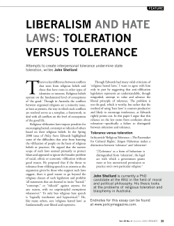 FEATURE: Liberalism and Hate Laws: Toleration versus Tolerance
