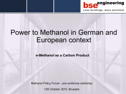 Power to Methanol in German and European