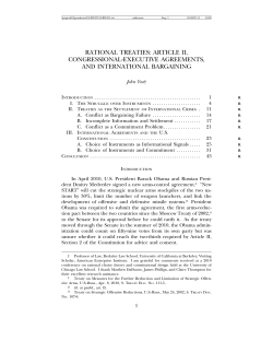 RATIONAL TREATIES: ARTICLE II, CONGRESSIONAL