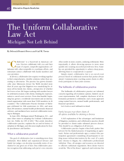 The Uniform Collaborative Law Act: Michigan Not Left Behind
