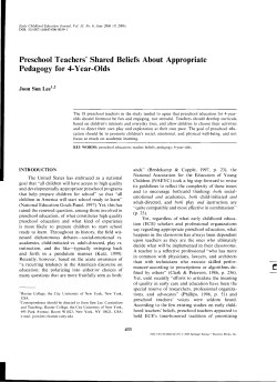 1 Preschool Teachers` Shared Beliefs About Appropriate Pedagogy