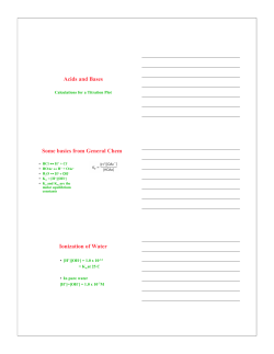 Acids and Bases Some basics from General Chem Ionization of Water