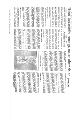 Thieu apparently reppla&bull; s major obstacle to peace LONDON &mdash; As