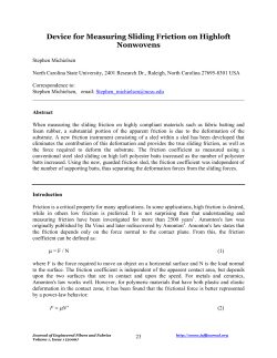 Device for Measuring Sliding Friction on Highloft Nonwovens