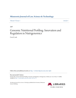 Genomic Nutritional Profiling: Innovation and Regulation in