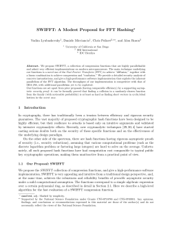 SWIFFT: A Modest Proposal for FFT Hashing