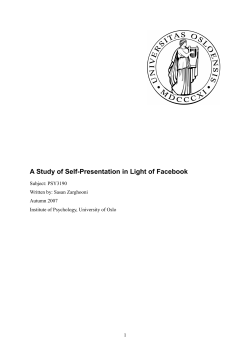 A Study of Self-Presentation in Light of Facebook