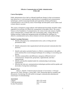 1 Effective Communication in Public Administration PUBA 605