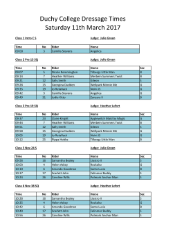Dressage 11th Mar 2017 times