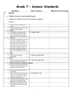 Grade 7 &ndash; Science Standards
