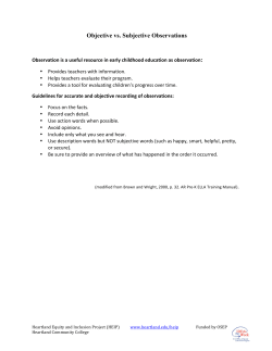 Objective vs. Subjective Observations