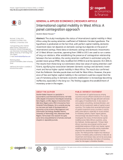 International capital mobility in West Africa: A panel cointegration